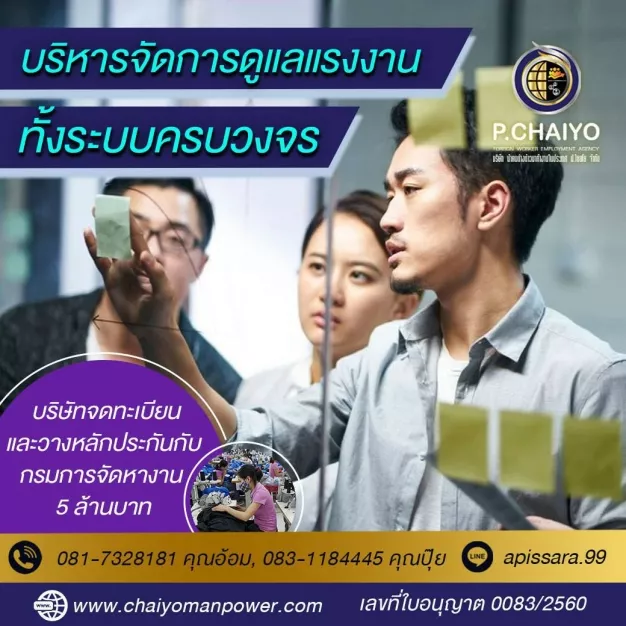 หางาน,สมัครงาน,งาน นำคนต่างด้าวมาทำงานในประเทศ ป.ไชยโย URGENTLY NEEDED JOBS